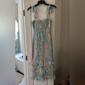 Light Blue Floral Tie-Shoulder Sundress